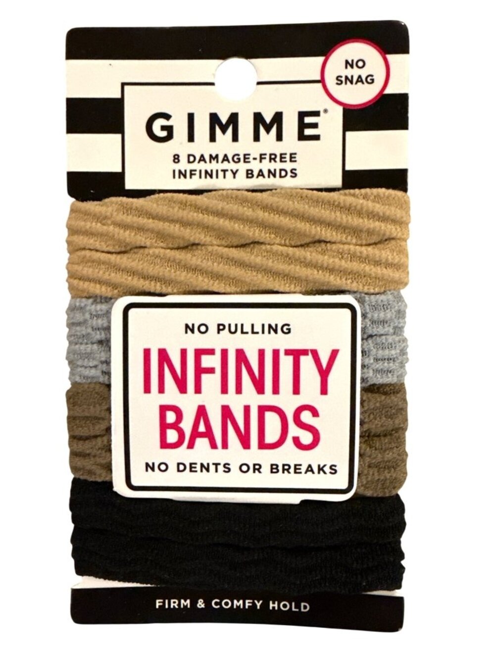 8pc Gimme Damage-Free Infinity Hair Bands Firm-Hold No Pulling, Dents or Breaks